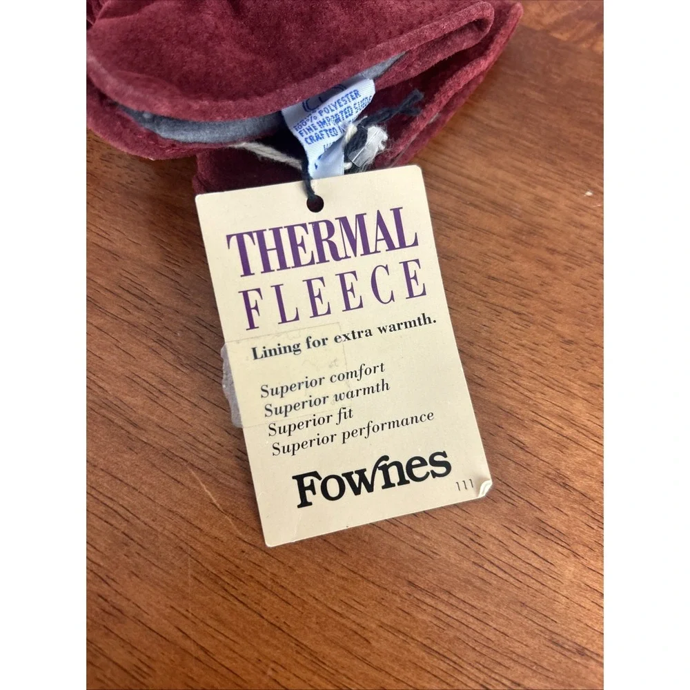 Fownes Women's Large Burgundy Suede Thermal Fleece Gloves